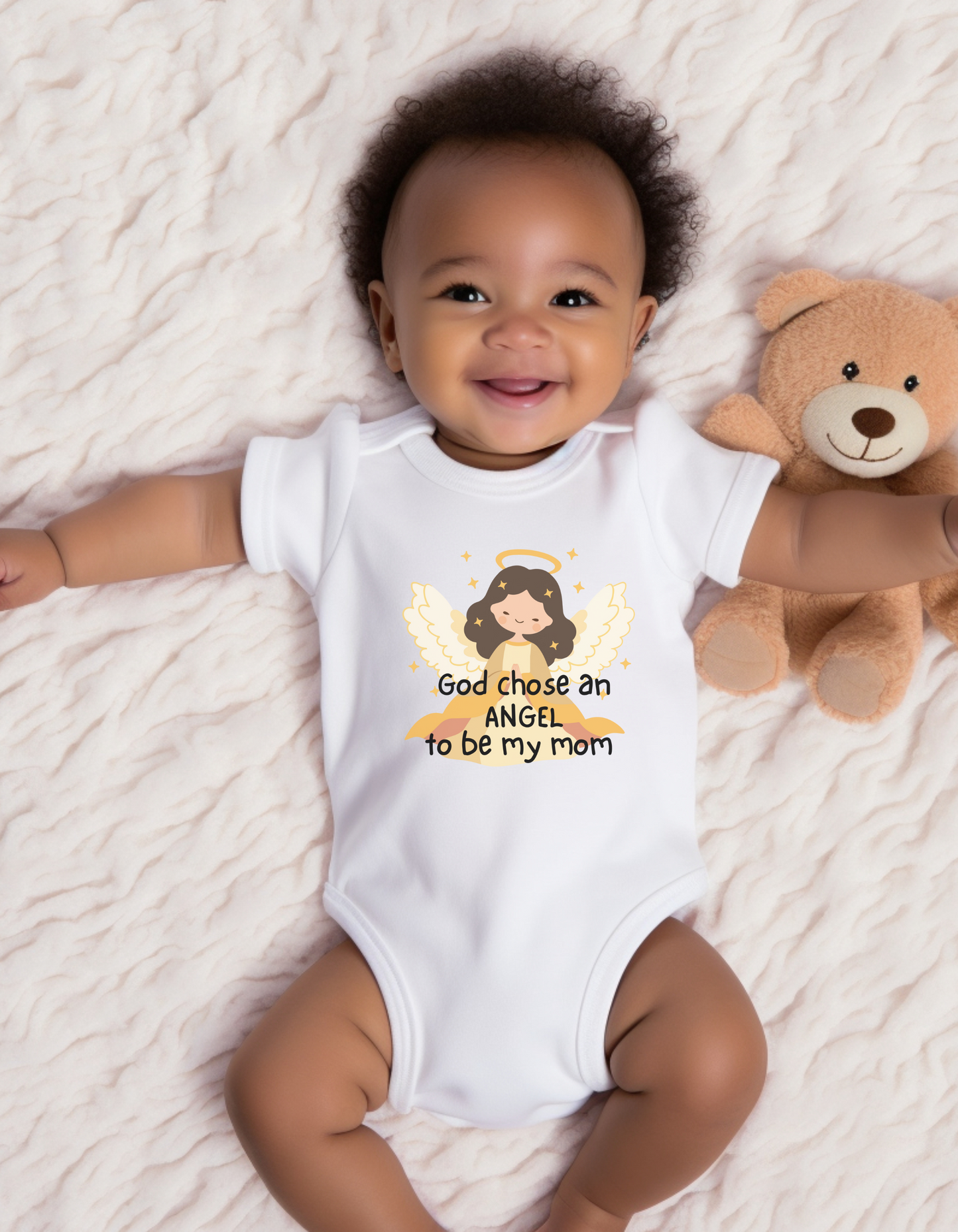 "God chose an angel to be my mommy" Novelty Onesie